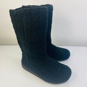 Rocket Dog Cozy knit Mid Calf Winter Sweater Boots Tall‎ 7 1/2 Black Cable knit